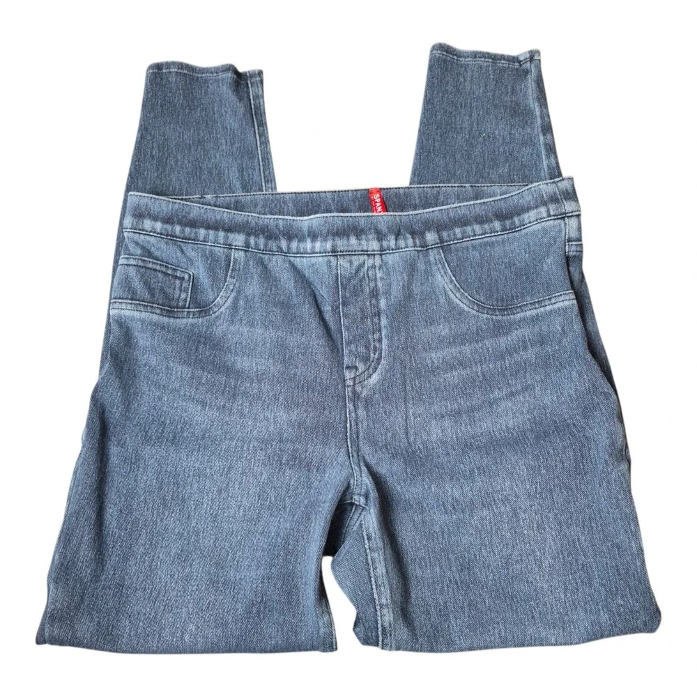 Spanx Women's L Style 20018R Pull On Skinny Jeans Blue Stretch Denim Shaping‎